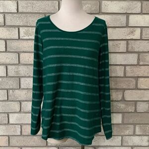 Sonoma Green and Gray Striped Top
